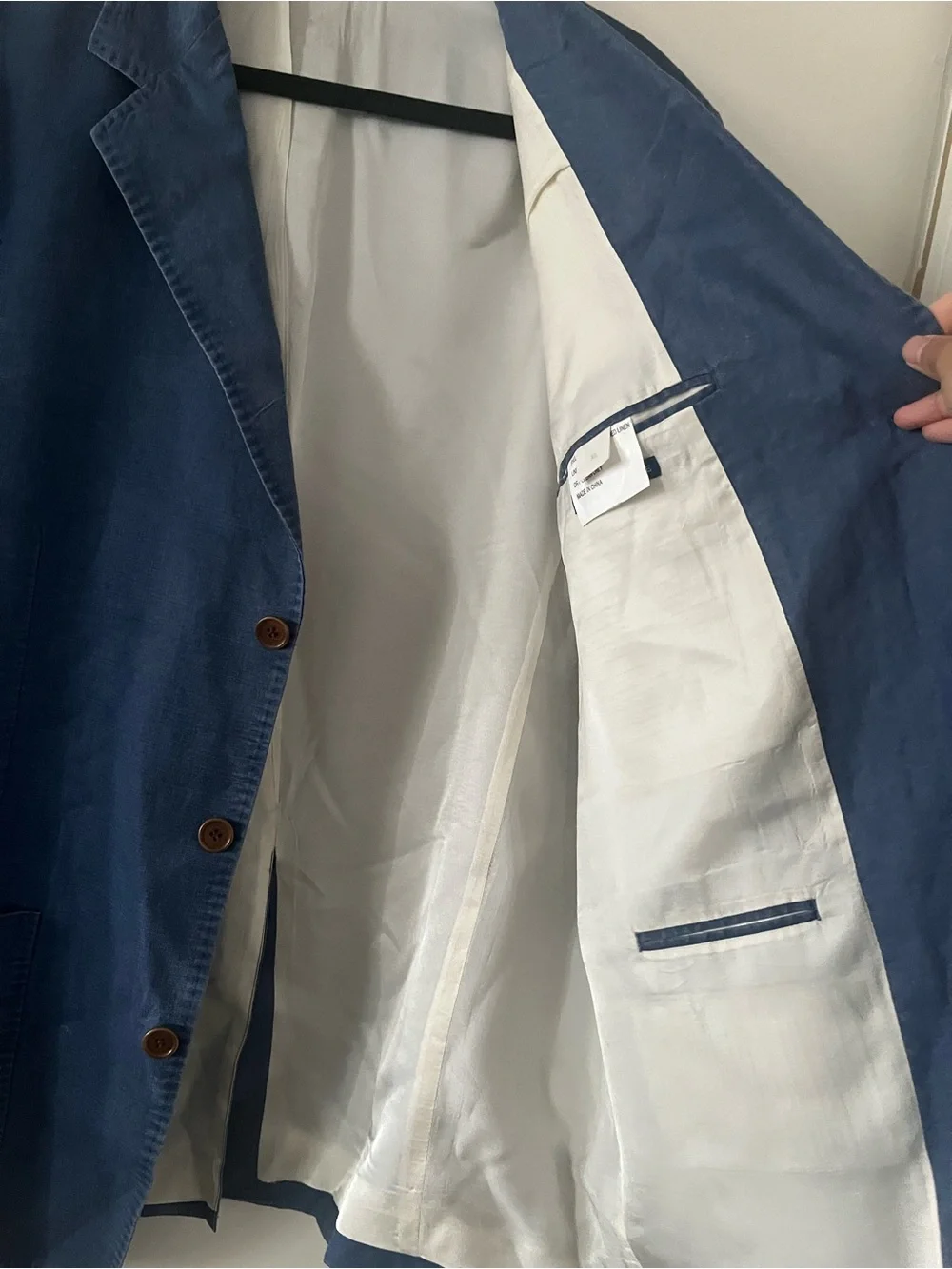 Vintage 100% Linen Blue Chambray Blazer Mens XL Jacket Quiet Luxury Business